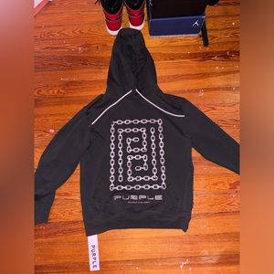 Purple Brand Mens French Terry Meander Chain Hoodie